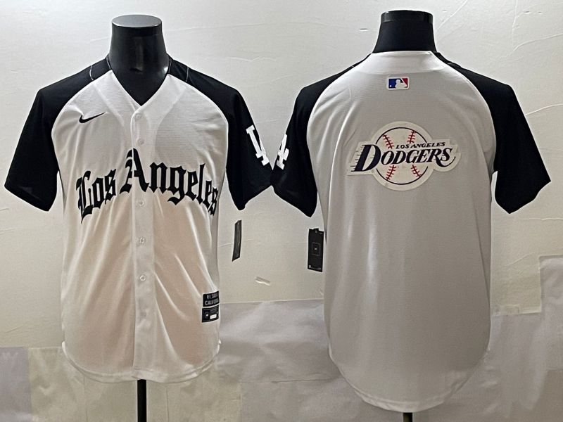 Men 2025 Los Angeles Dodgers Blank White black Five generations Joint Name Nike MLB Jersey style 52631